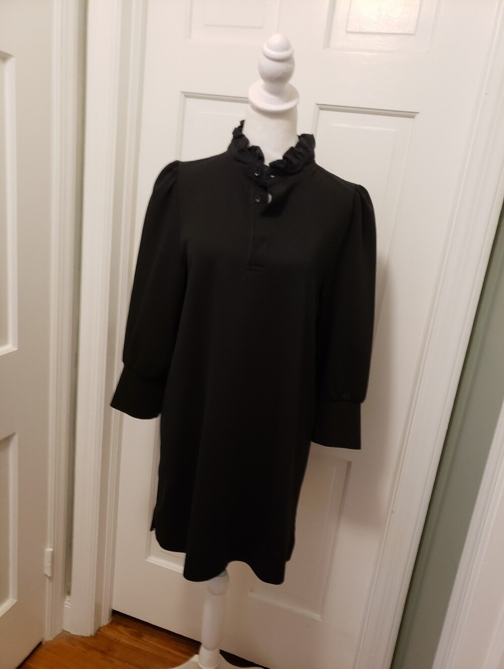 Pomander Place Tuckernuck Black Charlotte mini Shirt Dress Ruffle Collar Size M